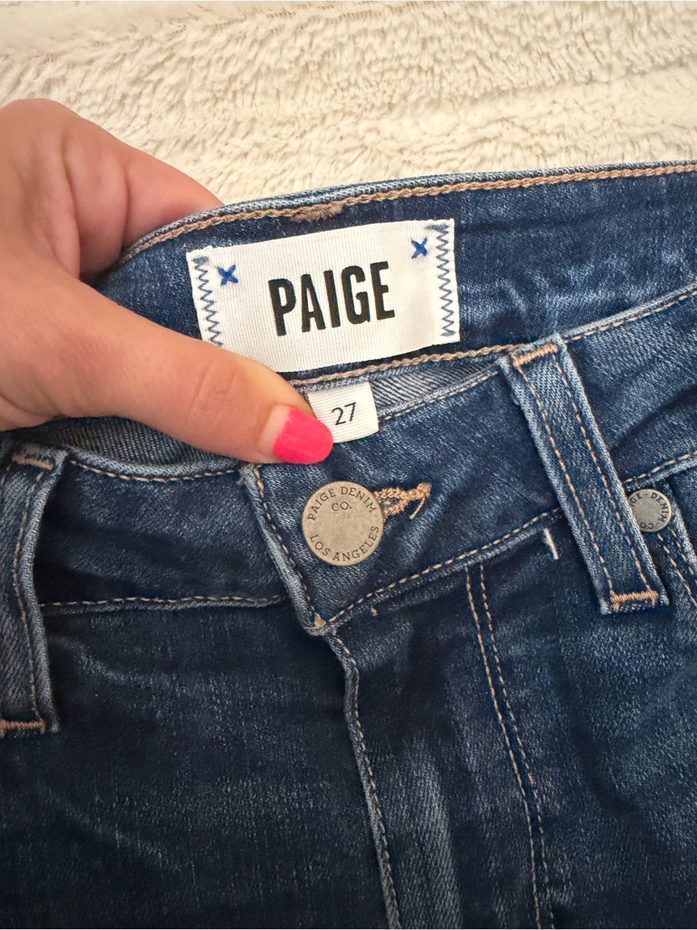 PAIGE Premium Denim Dark Wash Skinny Ankle Jeans – Frayed Hem - Picture 4 of 4